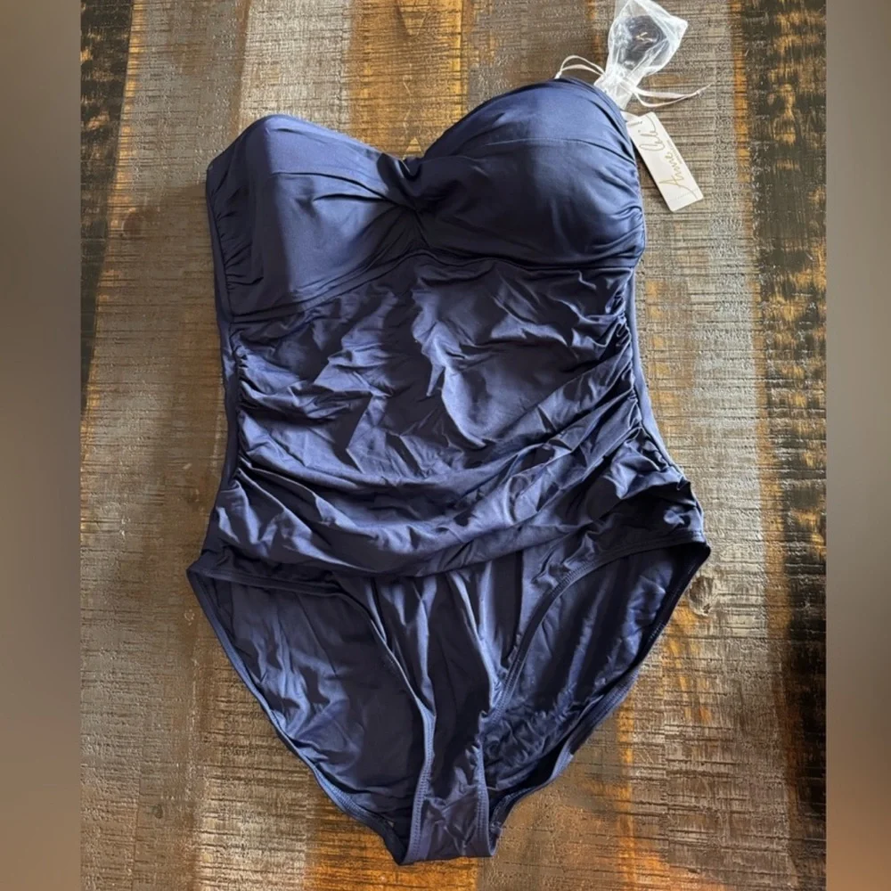 Ann Cole swimsuit navy 14 NWT